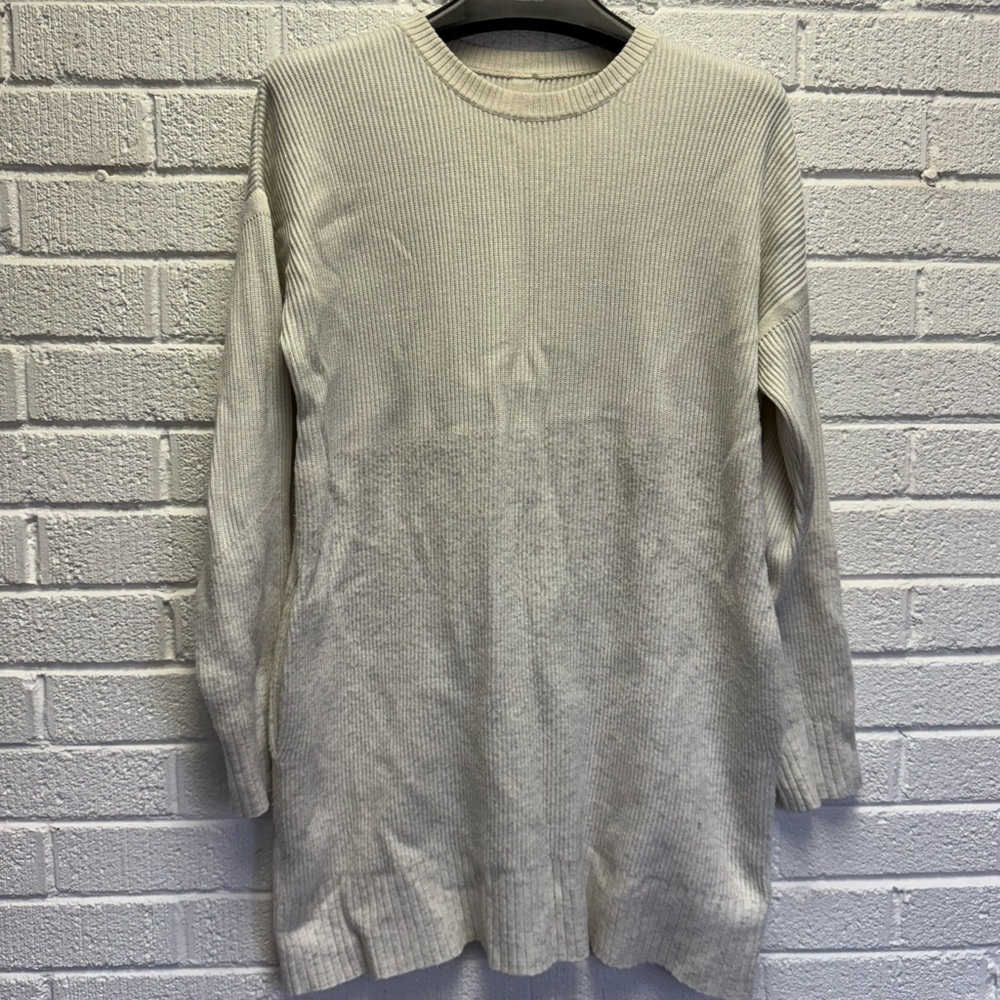 Lululemon Athletica White Crew Neck Sweater Dress Relaxed Fit